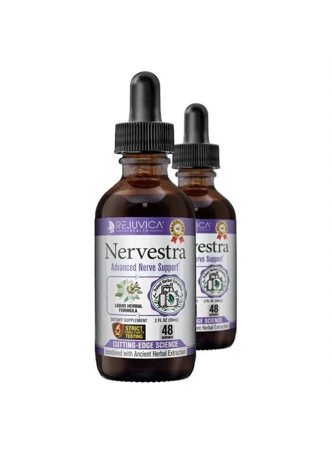 Nervestra Nerve Health Support Supplement - Fast-Absorbing Herbal Liquid Formula - Turmeric, White Willow Bark, B-Vitamins, Alpha Lipoic Acid, Acetyl-L-Carnitine and More