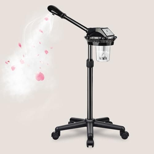 Professional Facial Steamer for Deep Hydration,Ozone Face Steamer with More Steam,Estheticians Steamer on Wheels with Time Setting,Adjustable Height Suitable for Beauty, Spa and Home Use