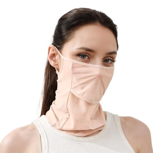 SANNIDHI® Face Cover for Women,Sun UV Protection Face Mask,Outdoor Mask for Women Ultra Slim Cool Fabric Breathable Neck Gaiter Summer Masks with Mouth Open Hole (Pink)