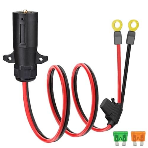 GragicSZ 7 Way Trailer Plug to O Ring Cable,10AWG 7 Pin Power Access to O-Ring Connector with 30A, 40A Fuse, 7-Pole Blade to 2-Pin 12V Power Sourcefor RV Truck Trailer(2FT)