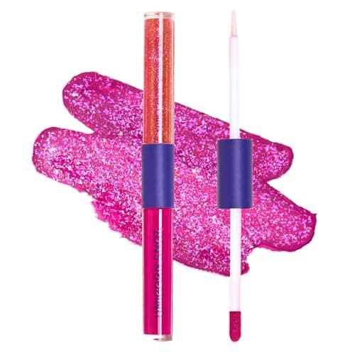 UNICORN SNOT Quiet Riot Glitter Lip Duo 2in1 Set Matte Lipstick PlasticFree Glitter 015oz Pink Lipstick 016oz Gloss Fusion