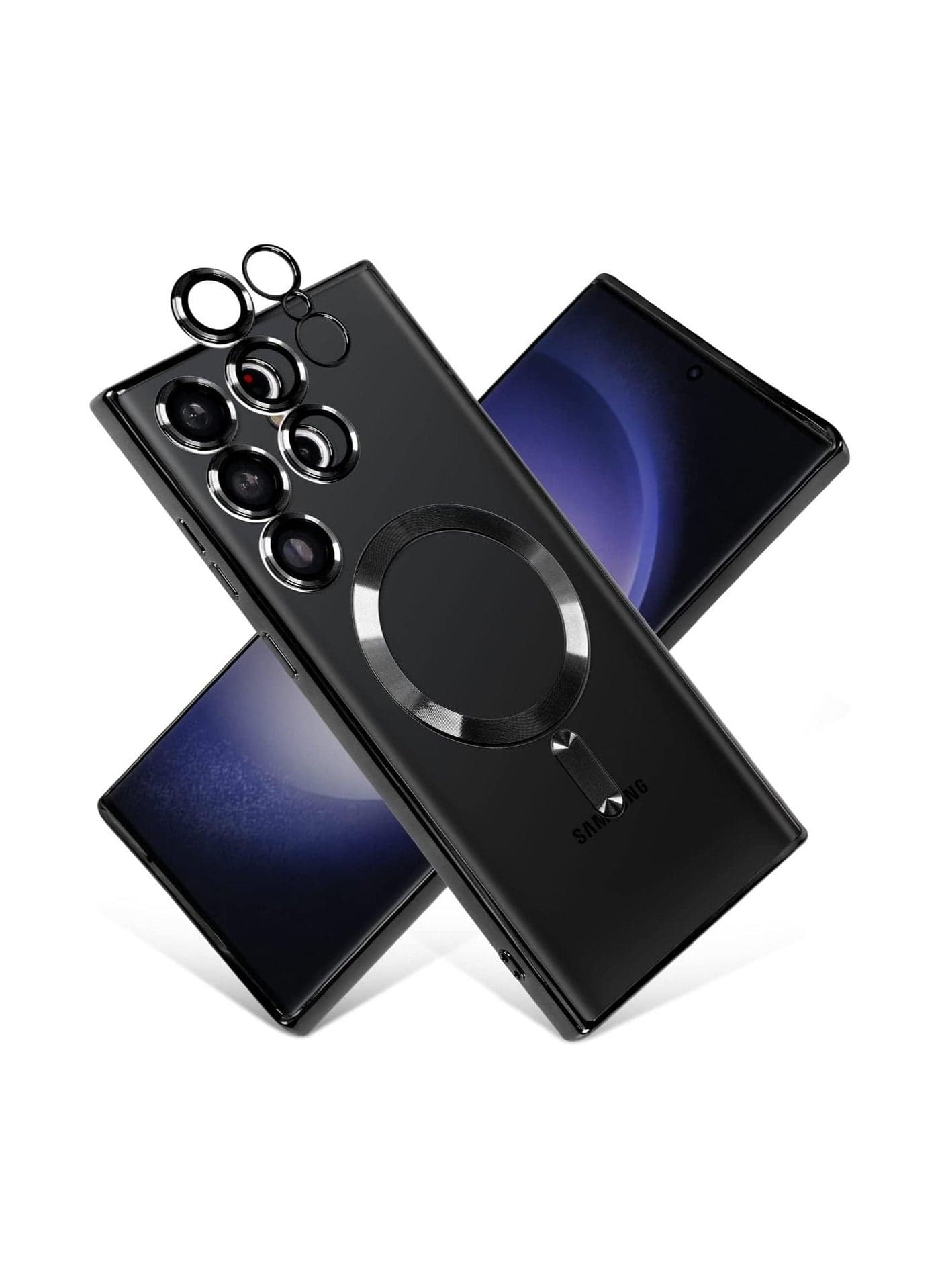 Magnetic Clear Case for Samsung Galaxy S23 Ultra with Camera Lens Protector Magsafe Compatible Electroplated Soft TPU Shockproof Anti-Scratch Phone Case Samsung Galaxy S23 Ultra, Black