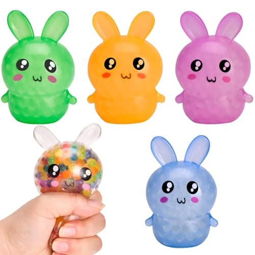 Easter Basket Stuffers for Teens Adults 5 Pack Squishy Bunny Stress Balls Easter Gifts Basket Essentials Stress Relief Fidget Balls Novelty Ideas Gifts