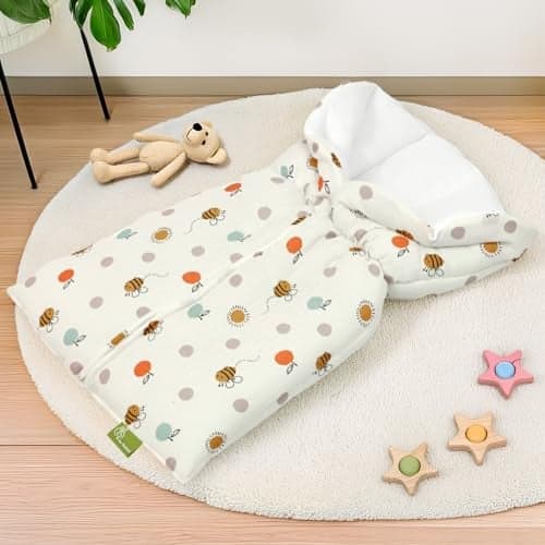 R for Rabbit Snuggy Bliss Baby Sleeping Bag Bedding Set | Premium 100% Muslin Cotton Carrying Nest for New Born Babies & Infant | Travel Friendly for 0-6 Months Baby Girl and Boy (Honey White)