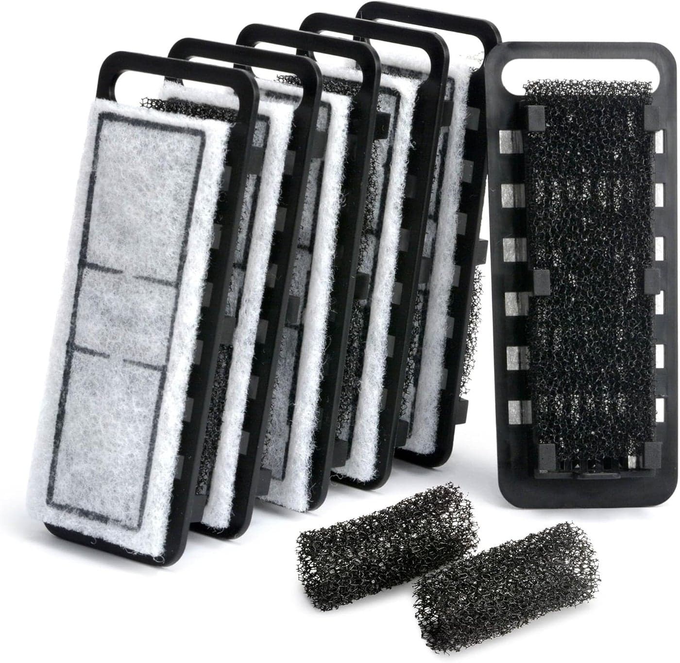 NICREW Slim Aquarium Filter Cartridges 6 pcs with Intake Sponges 2 pcs