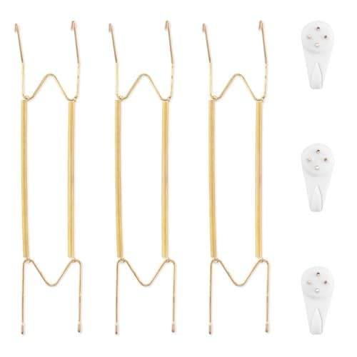 Bilillo 3 Pack Plate Hangers for The Wall, Suitable for 16-20 inch Art Plate, Stainless Steel Invisible Heavy Duty Wire Plate Holder with Wall Hooks, Plate Hangers for Displaying Plates