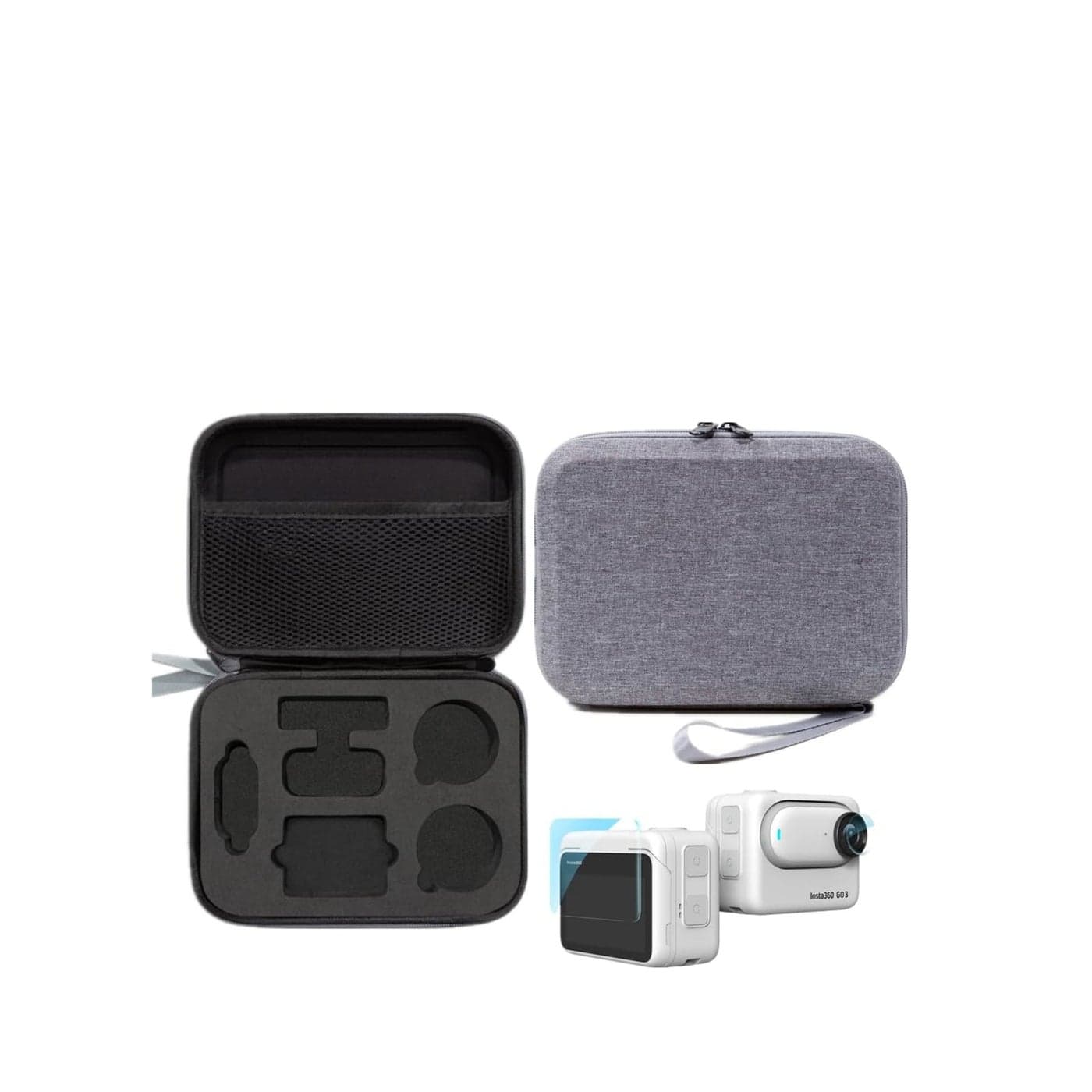 Carrying Case Compatible with Insta360 GO 3 Action Camera With 2 Set Screen Protector Outdoor Hard Travel Storage Accseeories Bag