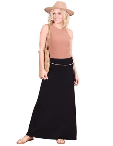 Popana Womens Long Maxi Skirt Casual Convertible Sundress Plus Size Made in USA Black Small