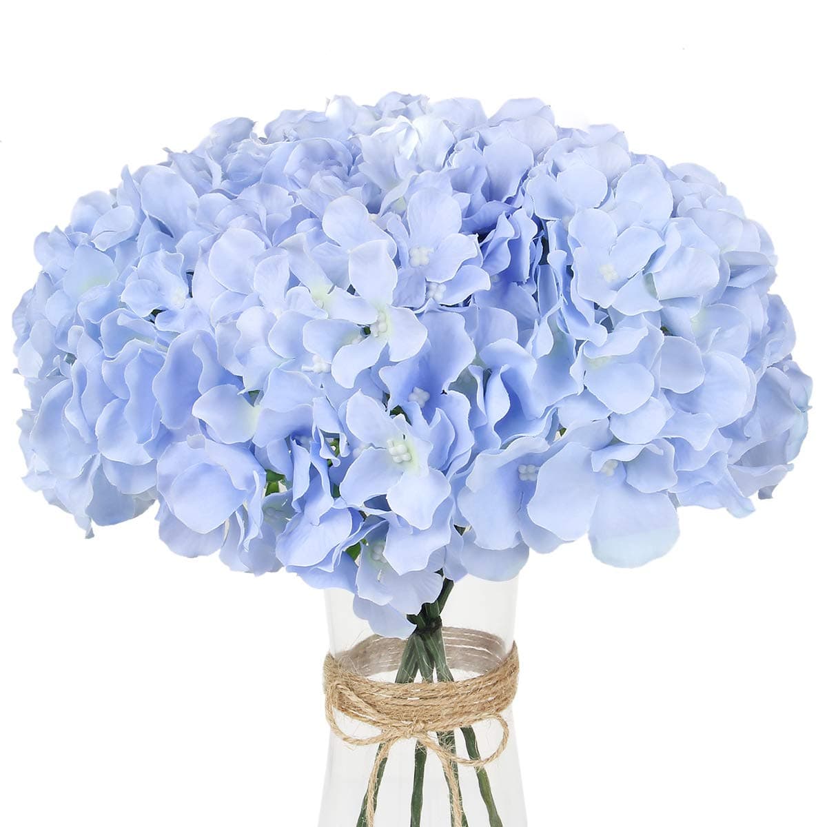 Exoment Silk Hydrangea Heads with StemsBlue Artificial Flower Heads DIY Wedding Centerpiece Home Party Baby Shower Decor Blue 10