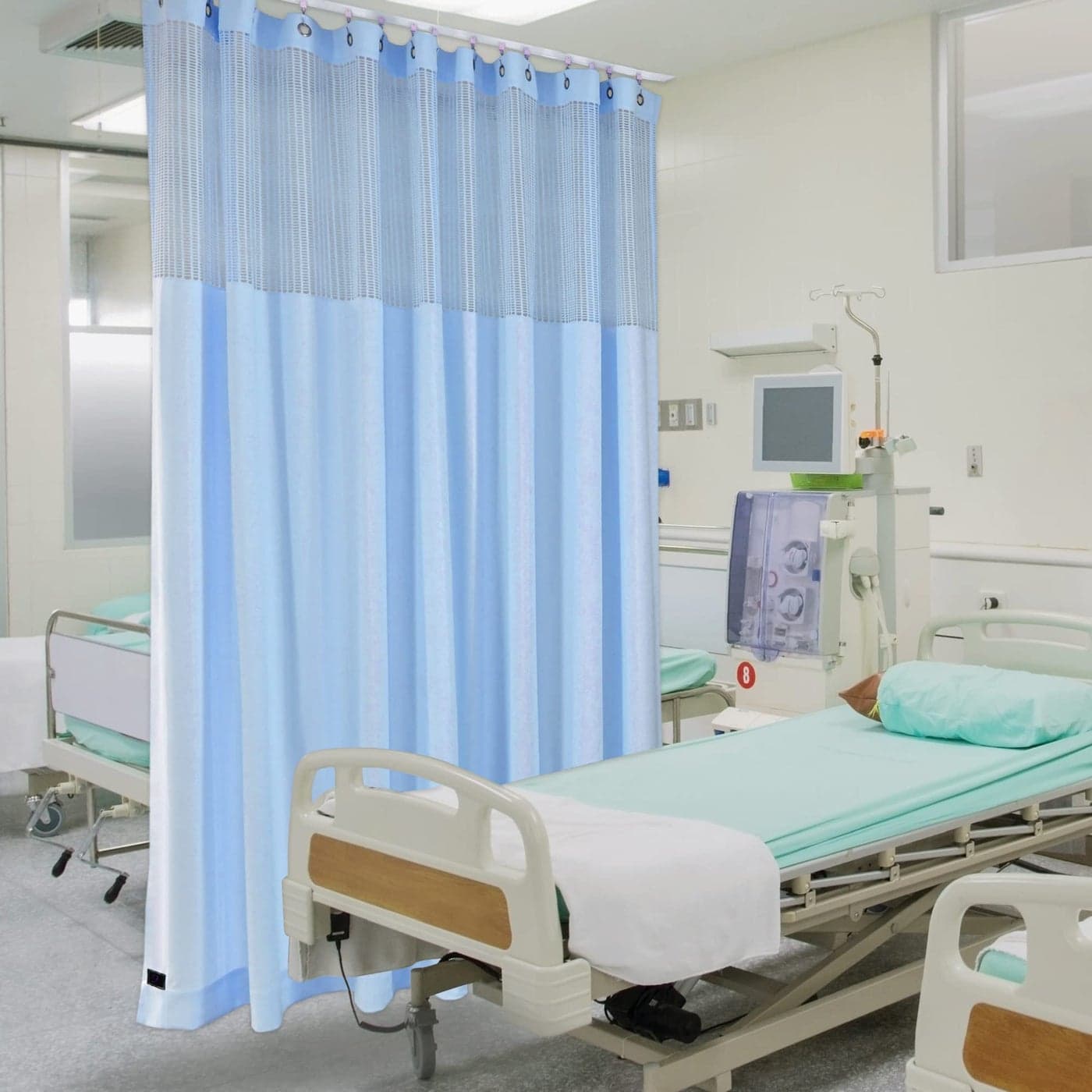MAIHER Striped Medical Office Curtain Room Divider Curtain Only for Room Separation 1 Panel Blue 5x8ft