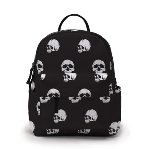 Deanfun Mini Backpack for Women Waterproof Small Backpack with Skull Print Multi Pockets Large Capacity Cute and Stylish MNSB310