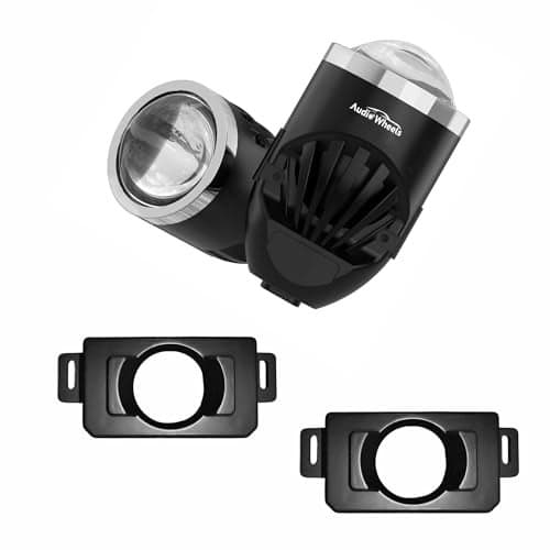 Audio Wheels LED Projector 1.8 Inch Fog Lamp with Cover 120W, Tri-Color (White/Warm/Yellow) | Fog Light for Car & Vehicle Modification | Compatible with Tata Nexon, Punch, Harrier OR Curvv