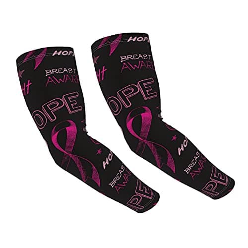 SAPOY Ribbon Breast Cancer Awareness UV Protection Cooling Arm Sleeves Perfect for Cycling Driving Running Basketball Men & Women
