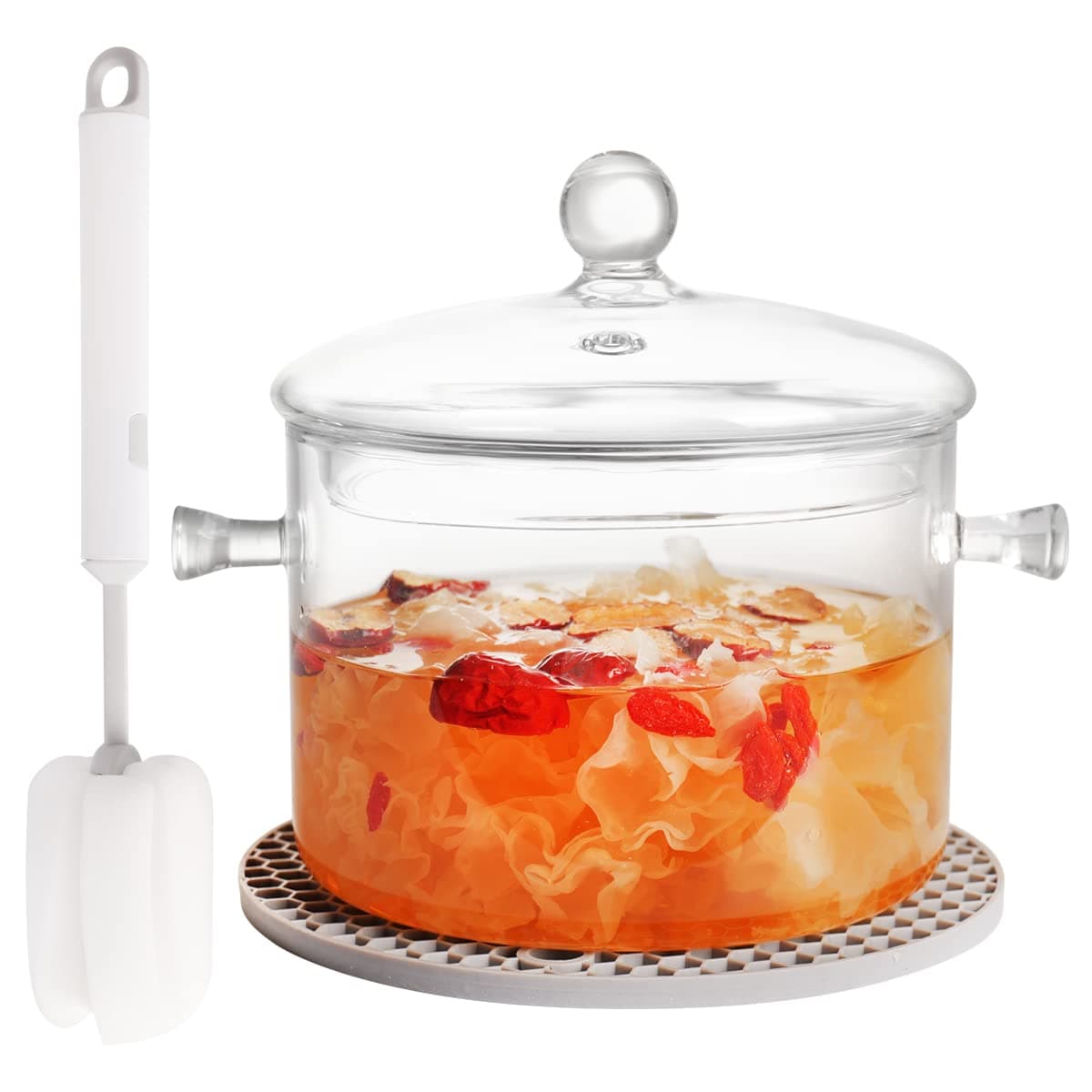 Clear Glass Pot Set for Cooking On Stove 19l67 Fl Oz Glass Cookware Simmer Pot for Safe for Pasta Noodle Soup Milk