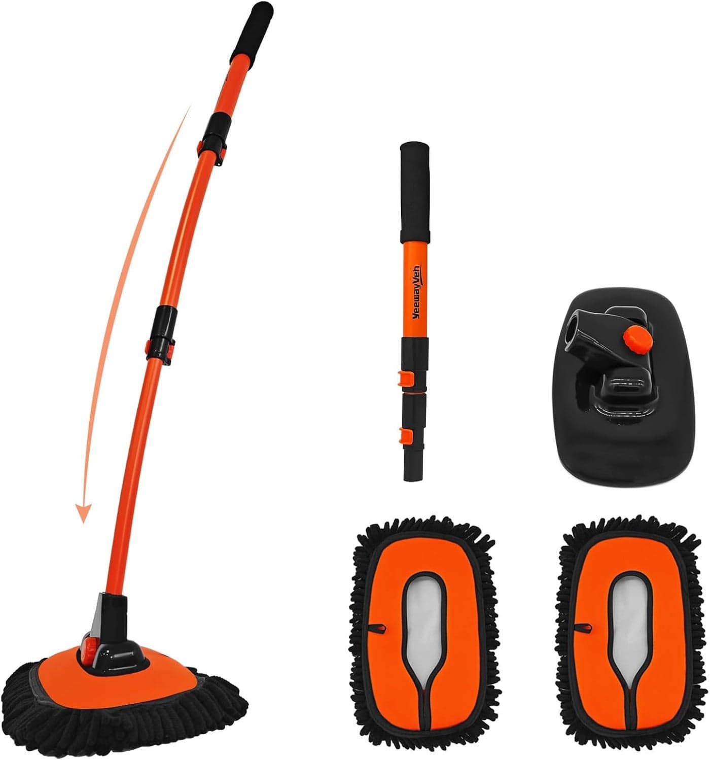 YeewayVeh 43" Car Wash Brush with Long Handle and Replaceable Microfiber Brush Head