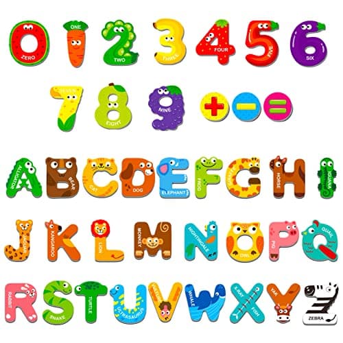 Magnetic Uppercase Letters and Numbers Educational Learning Tool for Kids Word Recognition 39 Pieces Magnets Include 26 Colorful Alphabet Letters 10 Numbers and 3 SymbolsToddlers 3 4 5 Years Old