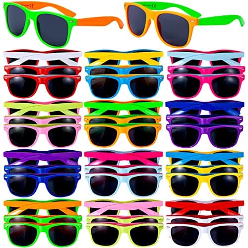 KOMENDANT 36 Pack 12 Colors Neon Sunglasses Party Favors 80s Retro Style Sun Glasses for Beach PoolCarnivalParty FavorsBirthday PartyBulk Pack Sunglasses for Adults And Kids