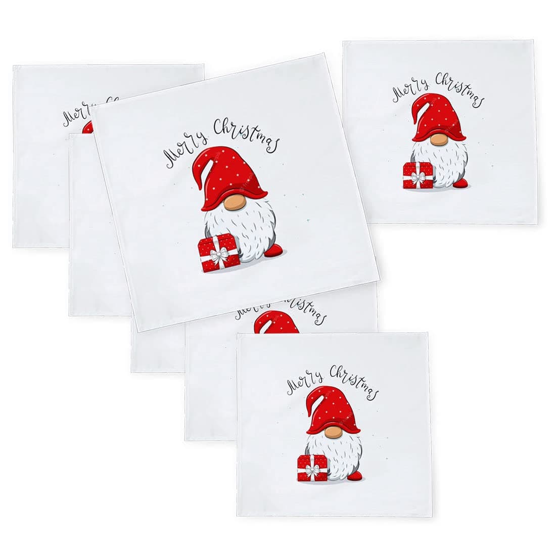 Khakee 6 Pcs Christmas Theme Silk Table Napkins 10x 10 for Xmas Decoration Christmas OrnamentsChristmas Giftxmas21282
