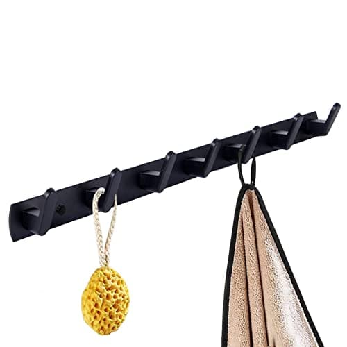 Jnnicoog Coat Rack Wall Mount with 7 Hooks, Black Wall Coat Hook, Wall Mounted Modern Coat Rack, Coat Hook is Suitable for Living Room Entrance, Bedroom, Kitchen, Bathroom Etc.