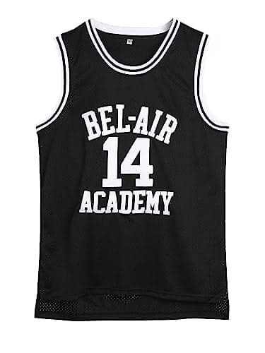 Amzdest 90s The Fresh Prince of Bel Air Academy #14 Jersey Shirt for Men and Women, Unisex Basketball Jersey for Theme Party (Black, XX-Large)