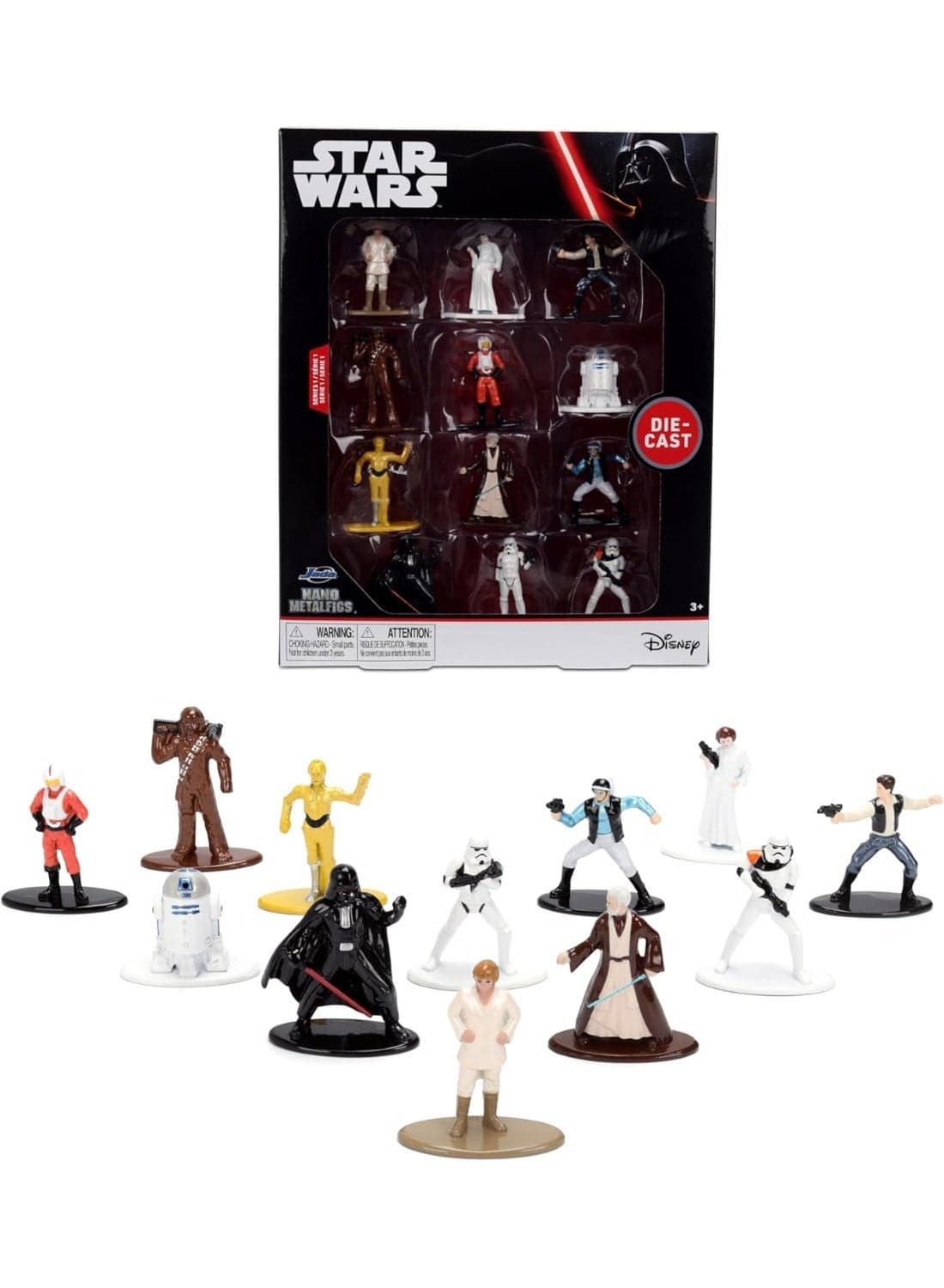 Star Wars Nano Metalfigs 12-Pack – Series 1 Toys | 1.65” Die-Cast Mini Figures Featuring Luke Skywalker, Darth Vader, Princess Leia, and More, Officially Licensed, Ages 3+