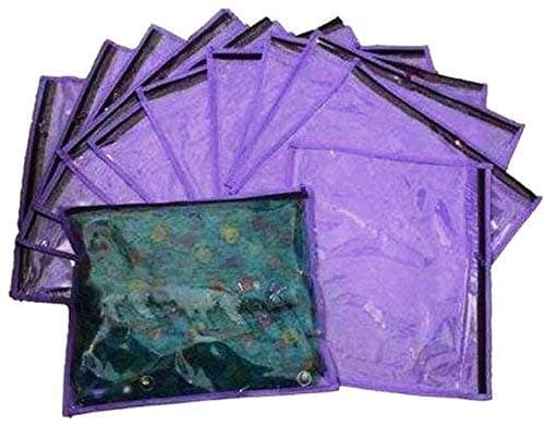Fashion Bizz Purple Non Woven Saree Covers Bags Set of 12 Pcs