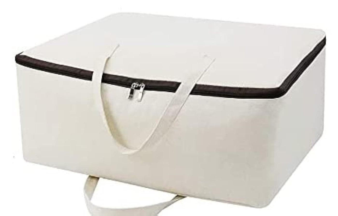 Home Codify India Closet Organizer And Storage Foldable Clothing Storage Bag For Clothes Blanket Comforter Canvas Material Pack Of 1 White