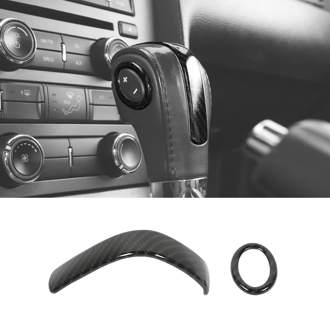 RTTCZ Carbon Fiber Gear Shift Knob Cover Trim Interior Accessories for Ford Mustang 2010 2011 2012 2013 2014