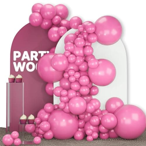 PartyWoo Hot Pink Balloons 140pcs Different Sizes of 18 12 10 5 Inch Magenta Fuchsia Dark Pink Balloon Arch Kit Garland for Wedding Girl Baby Shower Princess Birthday 1950s Party Decorations PinkY01