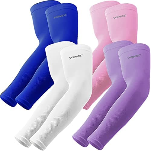 YQXCC 4 Pairs Arm Sleeves, Cooling UV Sun Protection Sports Compression Sleeves for Men Women, Golf Basketball Arm Sleeves