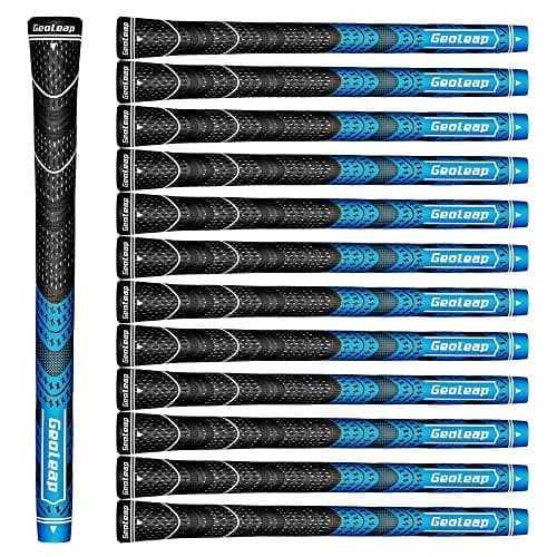Geoleap Golf Grips Set of 13- Cord Rubber Compound Material, Hybrid Golf Club Grips, All Weather Performance.(Blue, Standard)