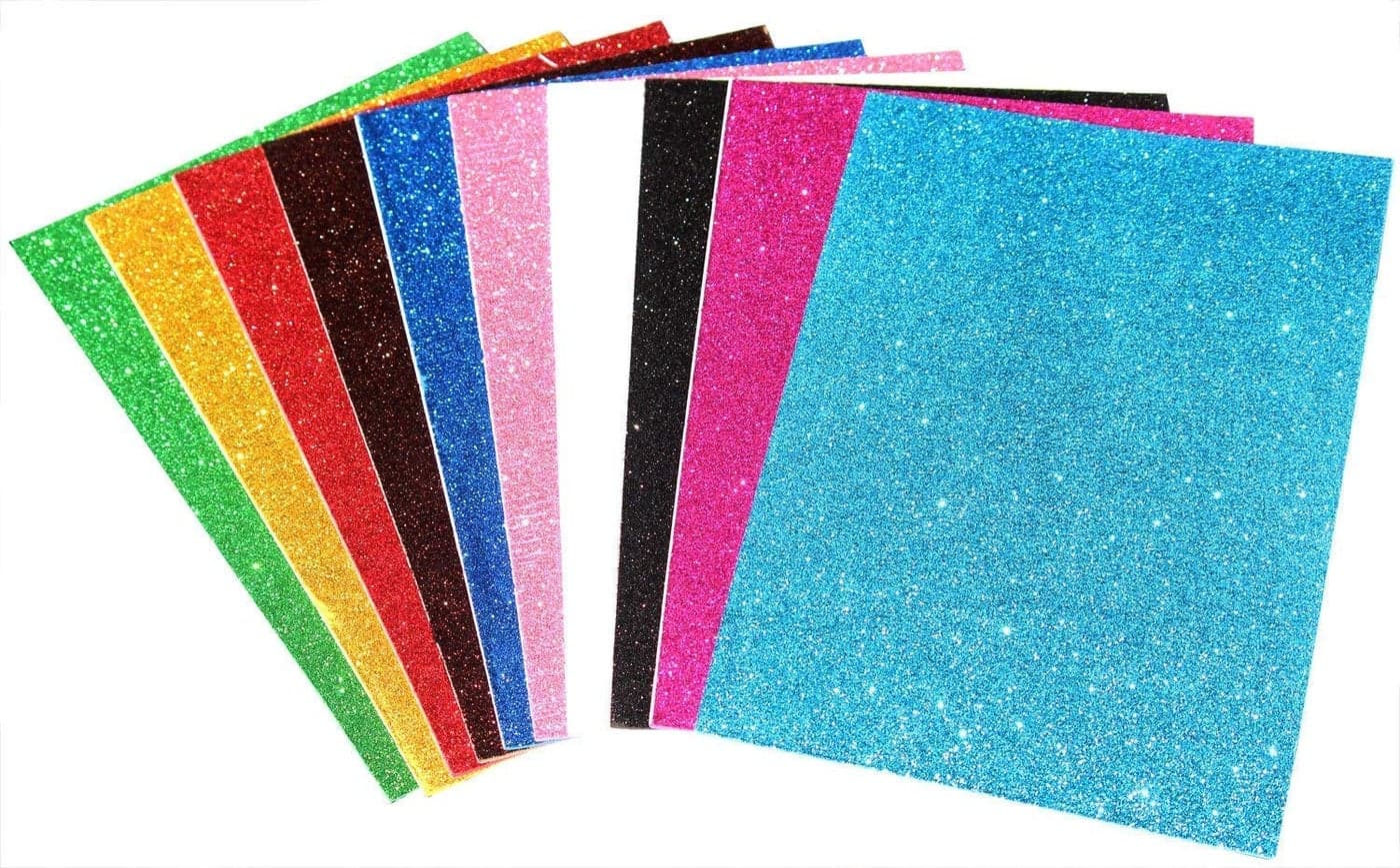 Artnery Non Adhesive Glitter Sparkles Foam Sheet 2 mm Thick 10 Different Color A4 Pack of 30