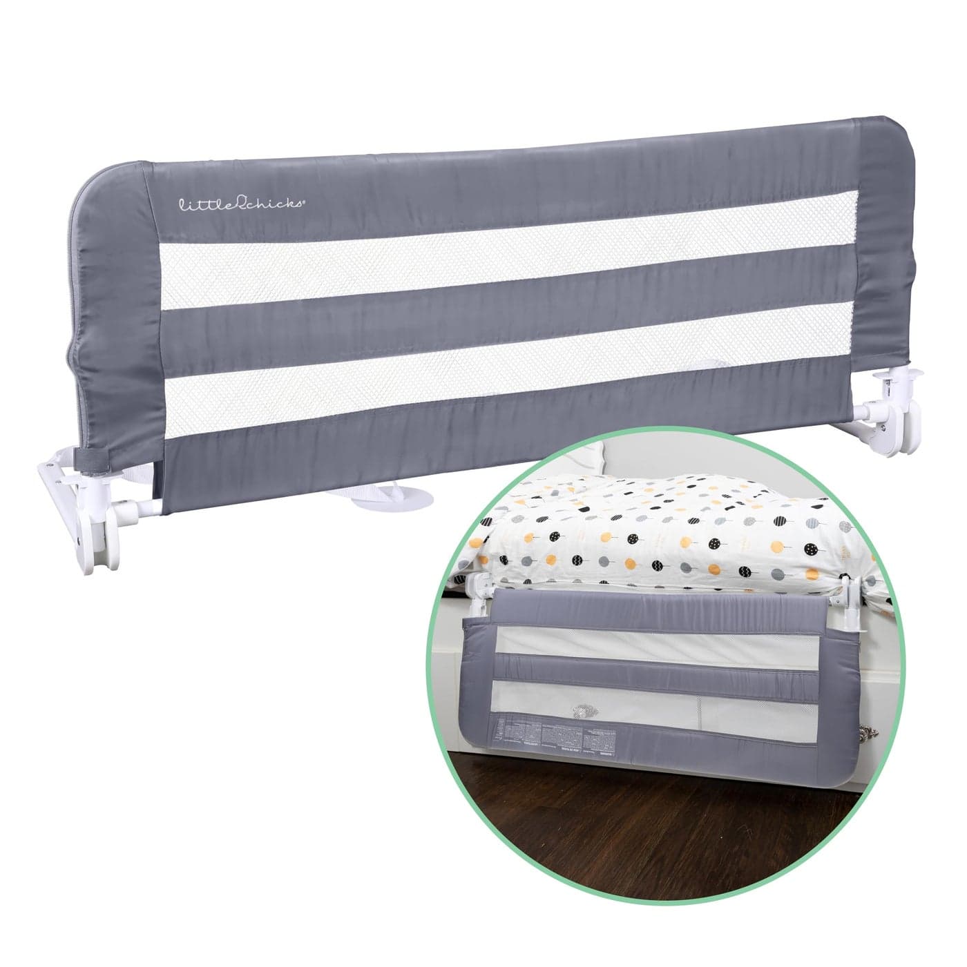 Little Chicks Sydney Toddler Bed Rail Extra Long Swing Down Safety Guard Rail Suitable for Flat Bed Bases up to QueenSize Mattress Portable Bed Rail for Toddlers Kids and Children