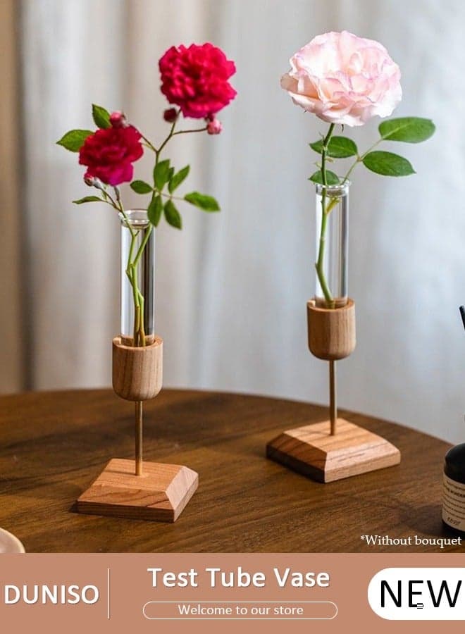 Test Tube Vase for Flowers, Modern Plant Holder and Decorative Flower Stand for Shelves,Concise Transparent Glass Test Tube Vase Mini Desktop Hydroponic Vase Dried Flower Vase Home Decoration Ornaments