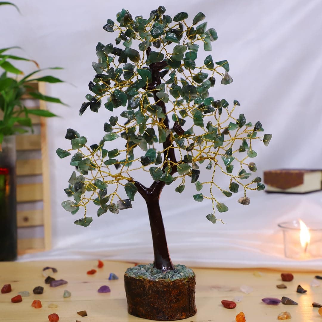 Crystal Divine Green Jade Crystal Tree Handmade Home Decor Items Crystal Bonsai Tree Showpiece for Home Decor Vastu Gift Items for Home Decoration Hall Decoration Items Healing Crystals Tree Gifts