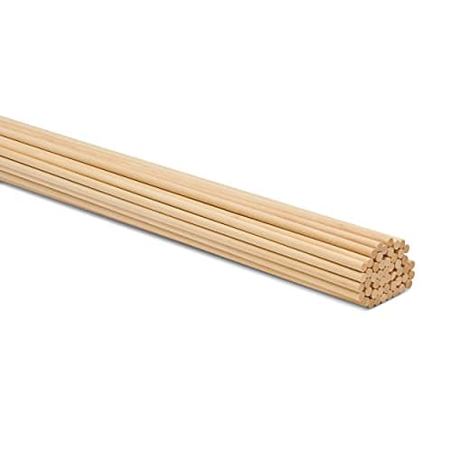 Wooden Dowel Rod, 3/16 Inch x 12 Inch Wood Dowels, Pack of 50 Wooden Dowels for Crafts, Unfinished Hardwood Wooden Dowels Rods, Strong Wood Rod Dowels for Crafting and DIYers