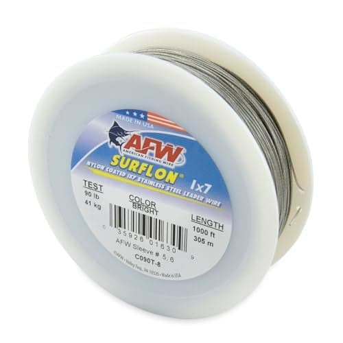 American Fishing Wire Surflon, Nylon Coated 1x7 Stainless Steel Leader Wire, 90 lb Test, .036" Diameter, Bright, 1000 ft