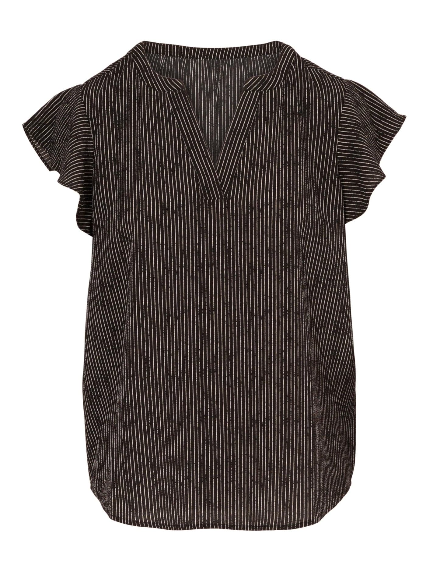 Adrianna Papell Women's Flutter Sleeve Blouse, Black/Ivory Sketch Stripe