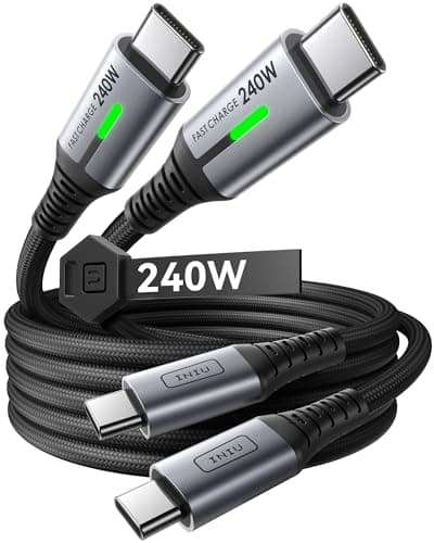 INIU USB C to USB C Cable240W Fast Charging Type C Charger CordBraided USBC Phone Charger Cable for iPhone 17 16 Pro Max Samsung S25 S24 Laptops MacBook Air 15 M3 iPad Switch33 ft 33 ft Black