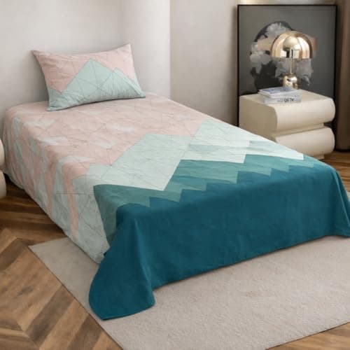 VOMZER Cotton Feel King Size Flat Bedsheet for Double Bed, 1 Cotton Feel Bed Sheet Double Bed (90 X 100 Inches) with 2 Pillow Cover