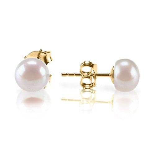 PAVOI 925 Sterling Silver Freshwater Cultured Stud Pearl Earrings - 7.5mm AAA Quality