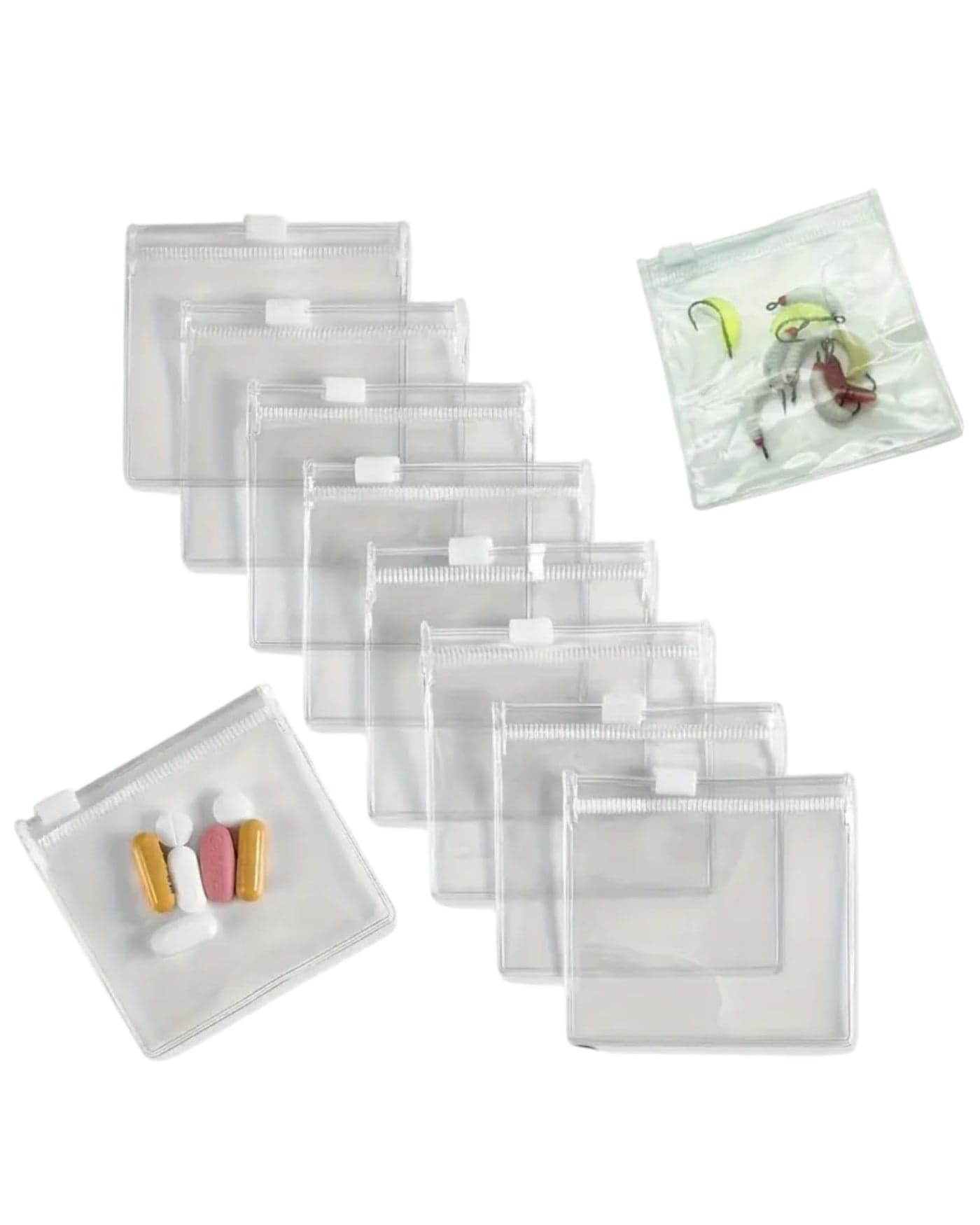 Small Zipper Pouch for Travel Use (Set of 10, 4x4 inches) | Medicines Jewellery Stationery Electronics Multipurpose Transparent Storage for Girls, Kids & Adults | Easy to Carry in Pocket or Handbags