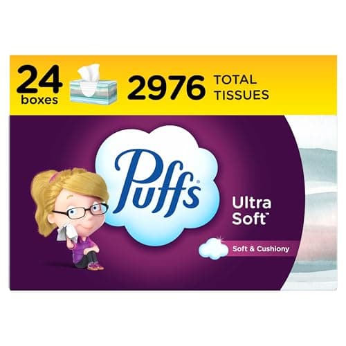 Puffs Ultra Soft Facial Tissues 24 Family Boxes 124 Tissues per Box