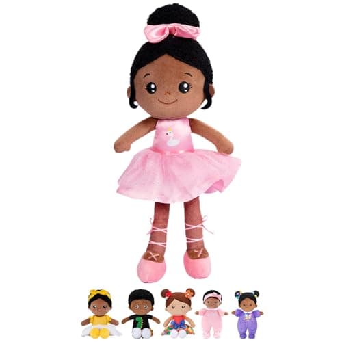 OUOZZZ 13 Soft Baby Doll for GirlsBoys First Baby Doll African American Rag Doll Sleeping Cuddle Buddy Doll Plush Ballerina Toy for Kids