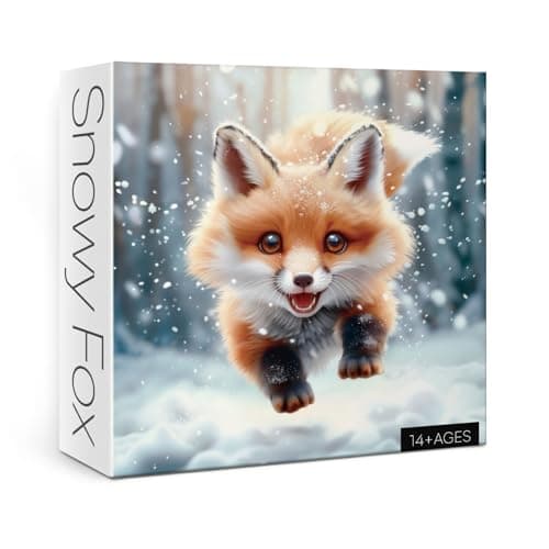 Cute Fox Puzzles for Adults 1000 Pieces Art Winter Animal Landscape Jigsaw Puzzles Challenging White Snow Scenic Puzzles
