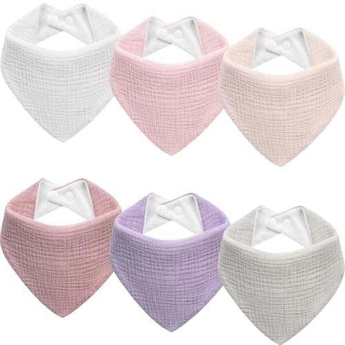 Kewlife gift Muslin Baby Bibs 6-Pack Baby Drool Bandana Bibs for Baby Girls Boys Infant Newborn Toddler Drooling and Teething