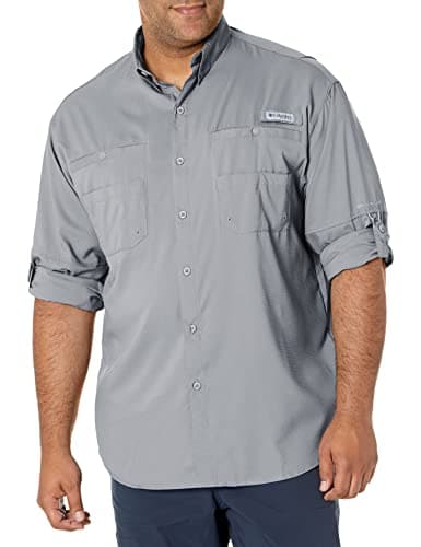 Columbia Mens PFG Tamiami Long Sleeve Fishing Shirt, Cool Grey, XX-Large