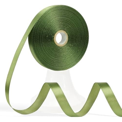 Apeseek 60 Yards Olive Green Ribbon 12 Inch Solid Satin Ribbon for Gift Wrapping Crafts Flower Bouquet Wedding Baby Shower Festival Christmas Halloween