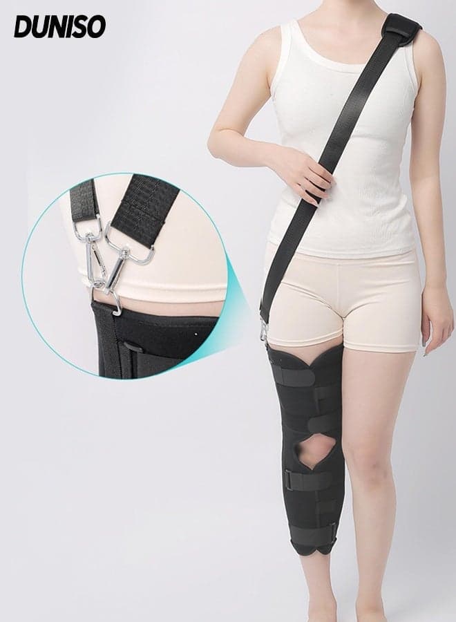 Knee Immobilizer,Equipped with Shoulder Straps,Adjustable Knee Immobilizer Full Leg Support Brace,Comfortable and Breathable,Equipped with Shoulder Straps,Suitable for Postoperative Recovery