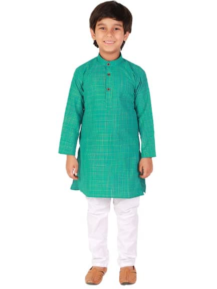 Pro-Ethic Style Developer kids Ethnic Cotton Kurta Pajama|Traditional Style Kurta Pajama(S-155) Green, 11-12 Years